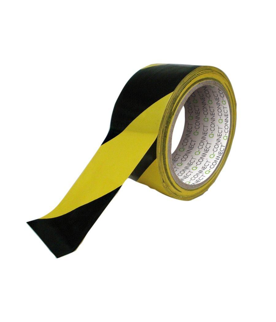 Cinta adhesiva q-connect de seguridad amarilla y negra 20 mt x 48 mm PACK 6 UNIDADES - Imagen 3