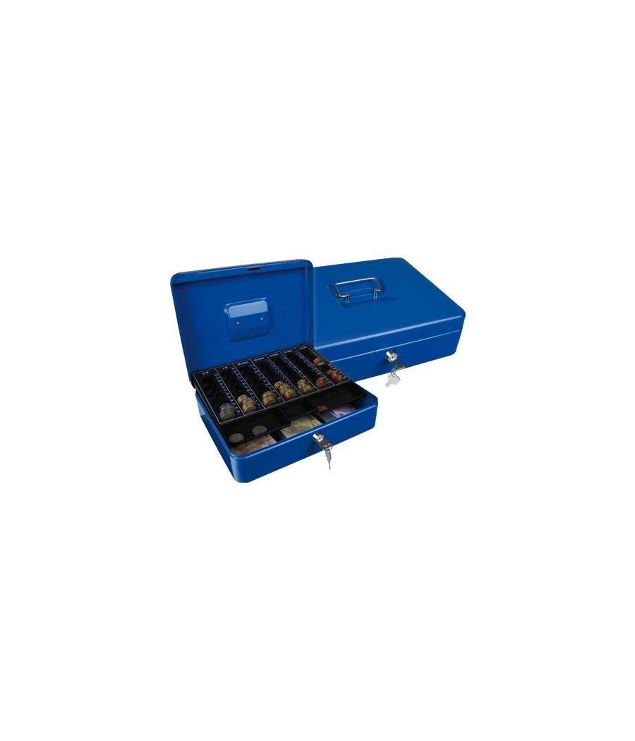 Caja caudales q-connect 12\" 300x240x90 mm azul con portamonedas - Imagen 2