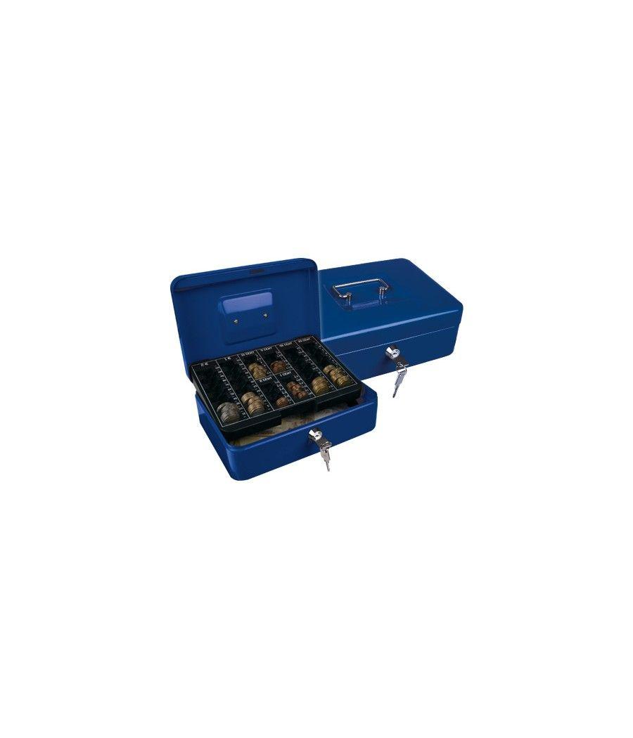Caja caudales q-connect 10\" 250x180x90 mm azul con portamonedas - Imagen 2