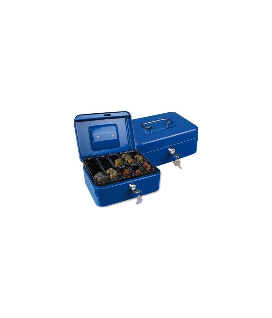 Caja caudales q-connect 8\" 200x160x90 mm azul con portamonedas - Imagen 2