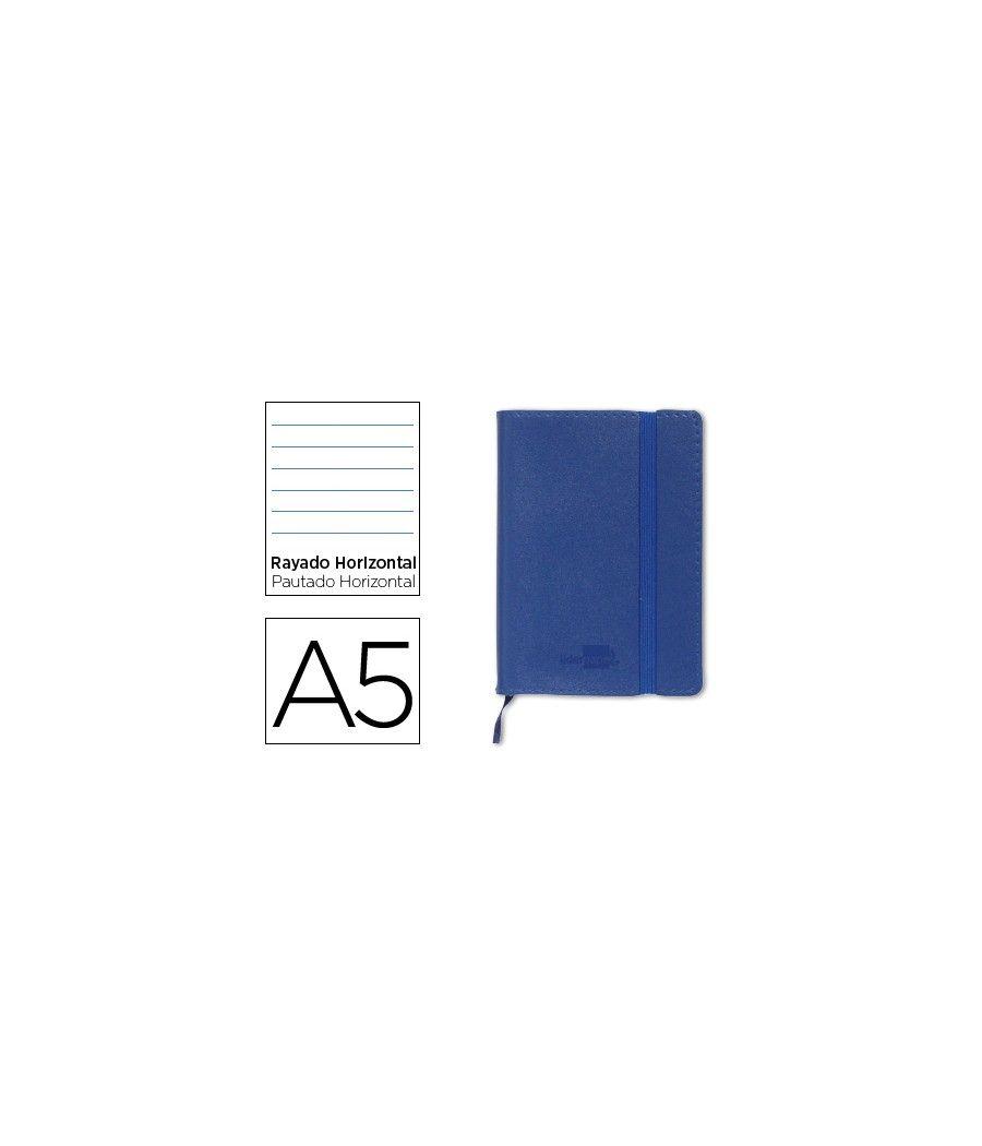 Libreta liderpapel simil piel a5 120 hojas 70g/m2 horizontal sin margen azul - Imagen 2