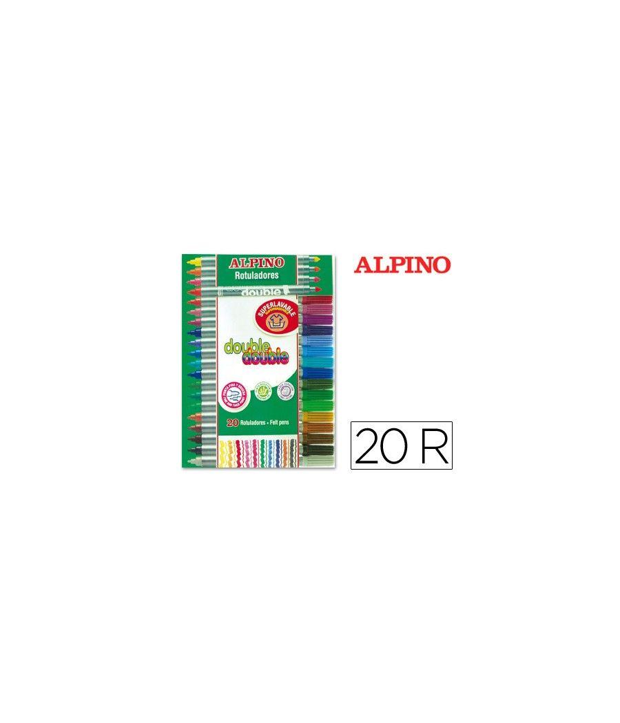 Rotulador alpino double double punta gruesa y punta fina caja de 20+4 colores surtidos - Imagen 2