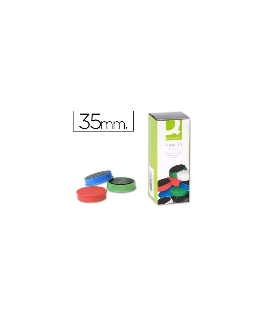 Imanes para sujecion q-connect ideal para pizarras magnéticas35 mm colores surtidos -caja de 10 imanes - Imagen 2