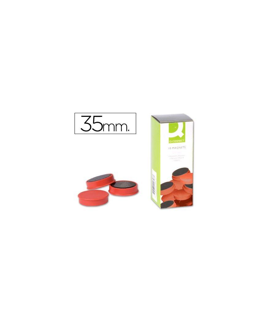 Imanes para sujecion q-connect ideal para pizarras magnéticas35 mm rojo -caja de 10 imanes - Imagen 2