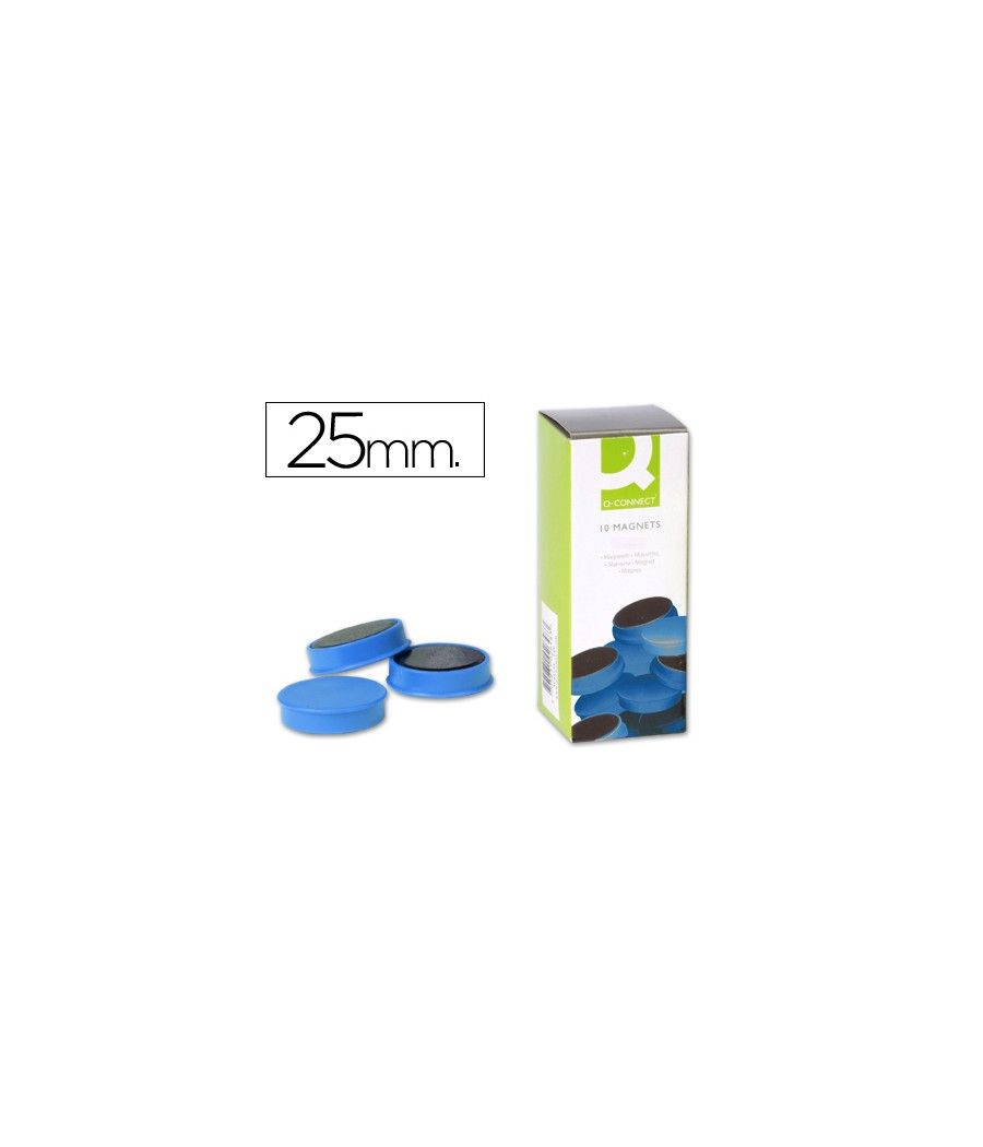 Imanes para sujecion q-connect ideal para pizarras magnéticas25 mm azul -caja de 10 imanes - Imagen 2