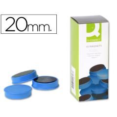 Imanes para sujecion q-connect ideal para pizarras magnéticas20 mm azul -caja de 10 imanes