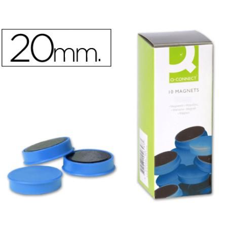 Imanes para sujecion q-connect ideal para pizarras magnéticas20 mm azul -caja de 10 imanes