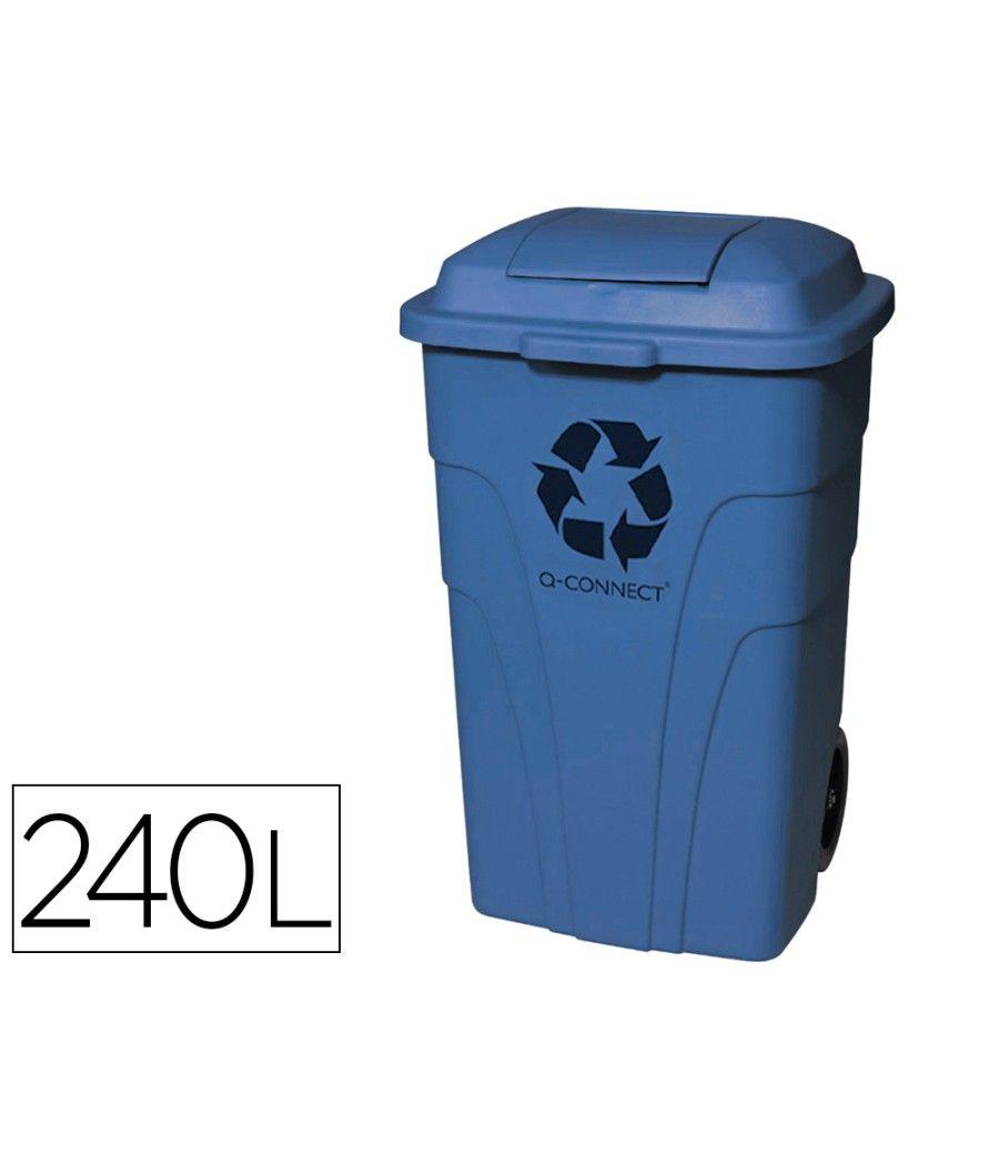 Papelera contenedor q-connect plástico con tapadera 240l color azul 1040x620x610 mm con ruedas - Imagen 2