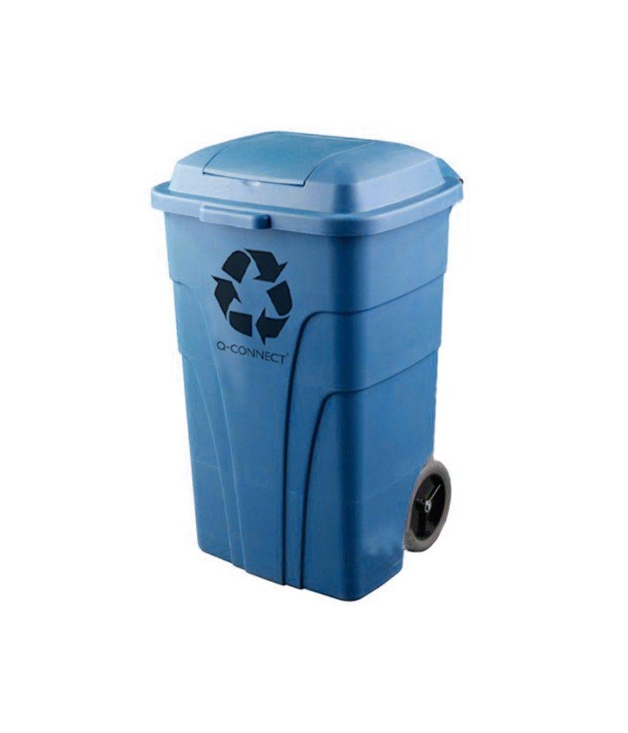 Papelera contenedor q-connect plástico con tapadera 240l color azul 1040x620x610 mm con ruedas - Imagen 6