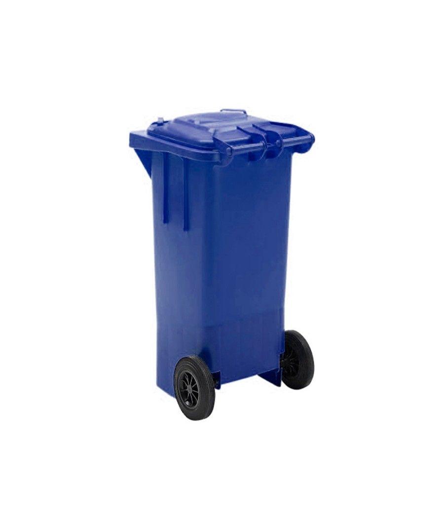 Papelera contenedor q-connect plástico con tapadera 100l color azul 800x510x525 mm con ruedas - Imagen 6