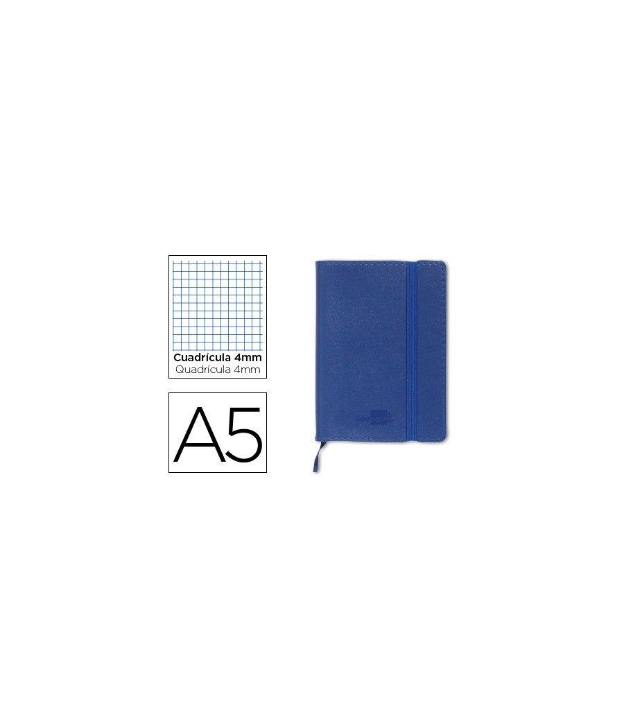 Libreta liderpapel simil piel a5 120 hojas 70g/m2 cuadro 4mm sin margen azul - Imagen 2