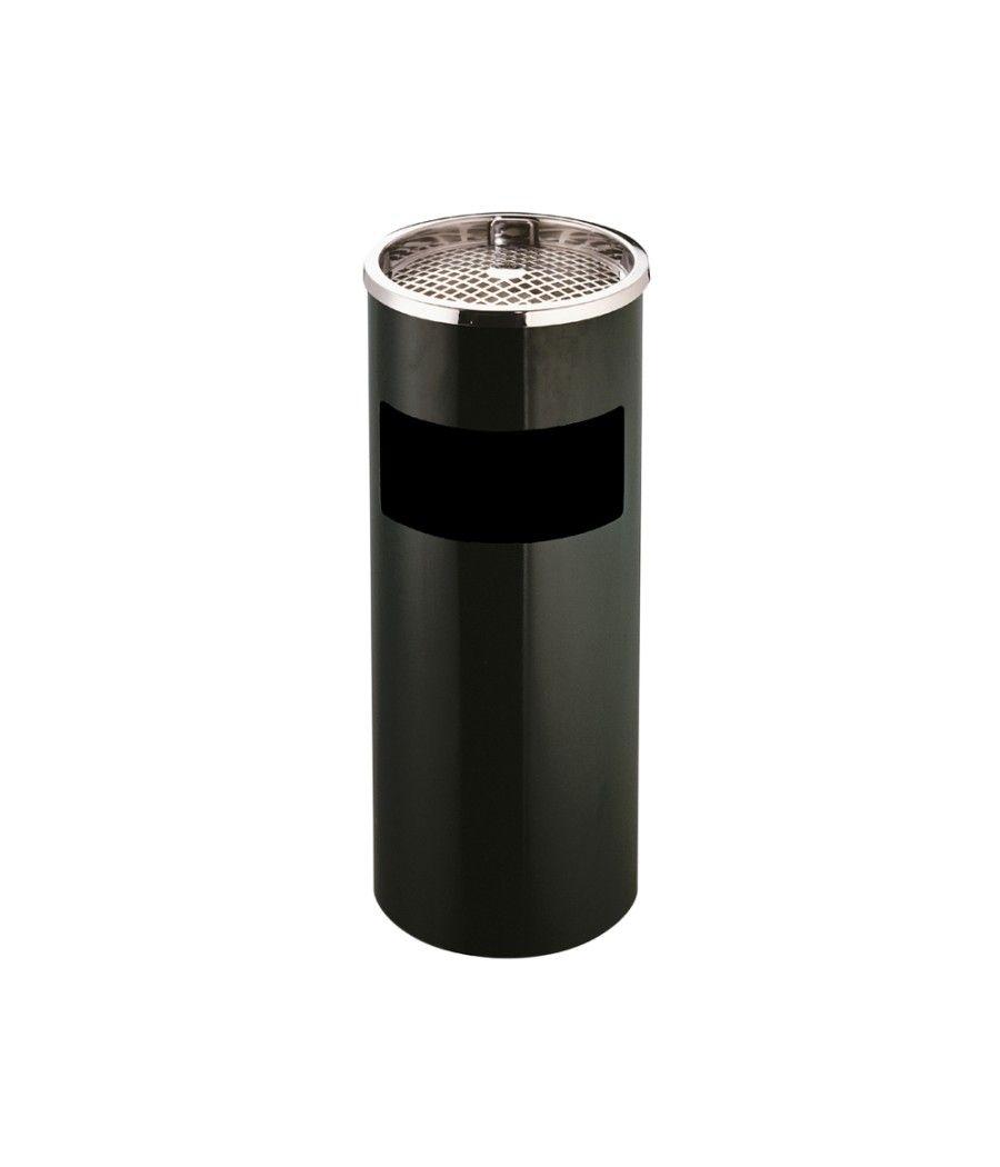 Cenicero papelera metélico q-connect con recogecolillas negro 61,5x25 cm - Imagen 3