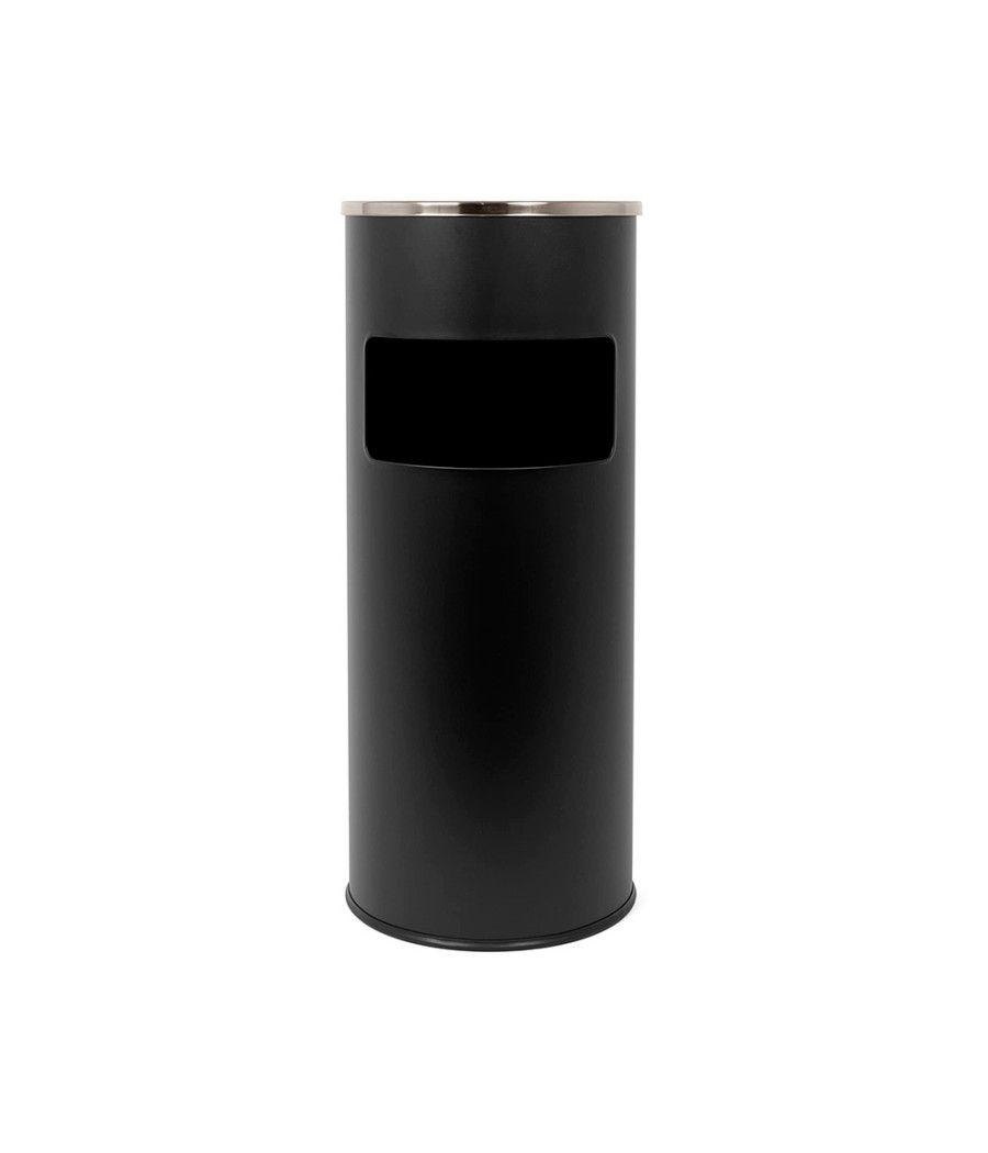 Cenicero papelera metélico q-connect con recogecolillas negro 61,5x25 cm - Imagen 4