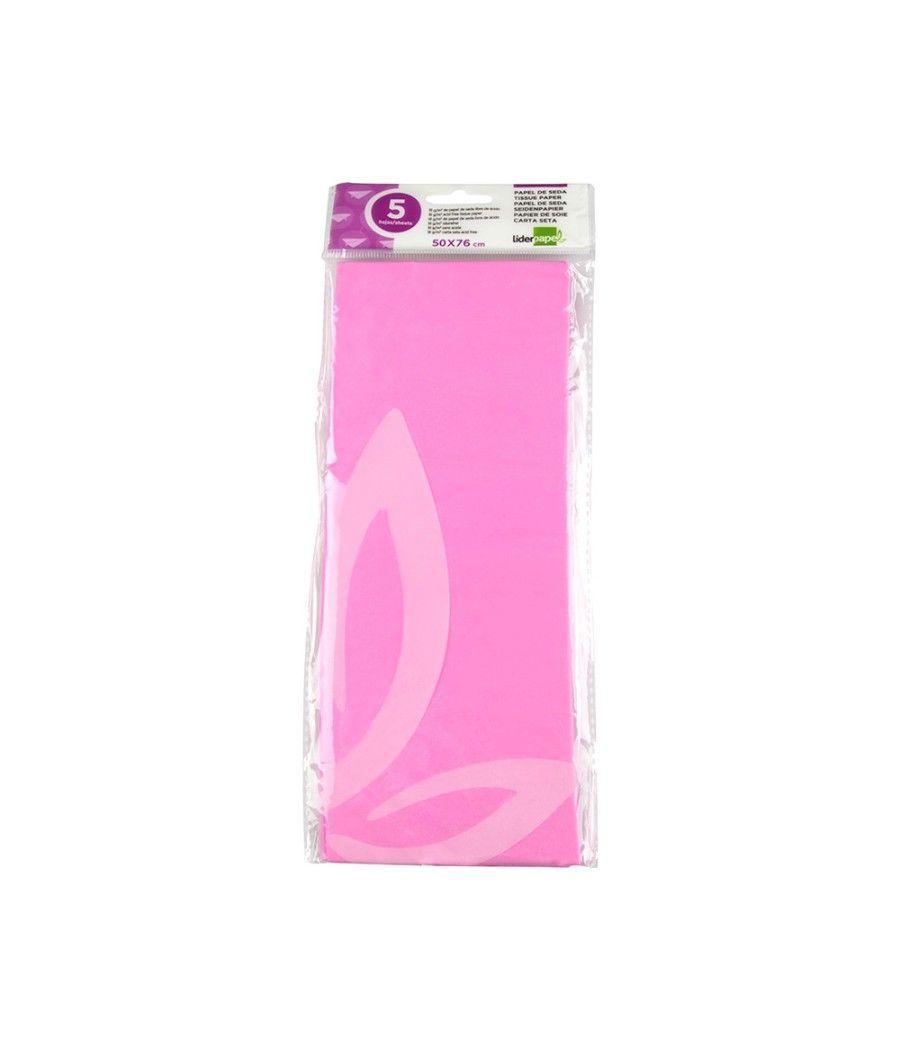 Papel seda liderpapel 52x76cm 18g/m2 bolsa de 5 hojas rosa - Imagen 3