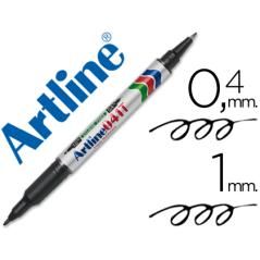 Rotulador artline marcador permanente ek-041t negro -doble punta 0.4 y 1.0 mm PACK 12 UNIDADES