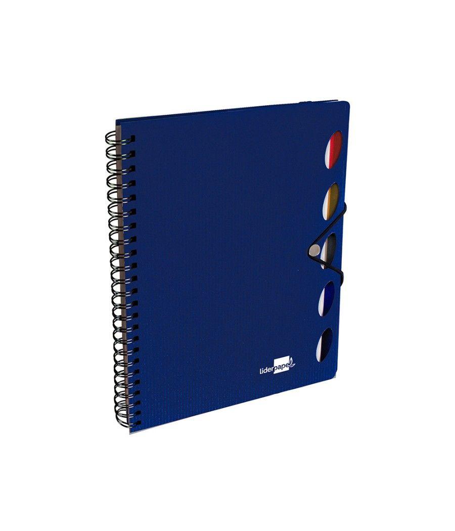 Cuaderno espiral liderpapel a5 micro executive tapa plástico 100h 80 gr cuadro 5mm 5 se paradores con gomilla azul - Imagen 4