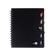 Cuaderno espiral liderpapel a5 micro executive tapa plástico 100h 80 gr cuadro 5mm 5 separadores con gomilla negro - Imagen 3