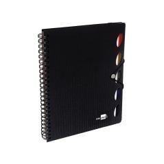 Cuaderno espiral liderpapel a5 micro executive tapa plástico 100h 80 gr cuadro 5mm 5 separadores con gomilla negro - Imagen 4