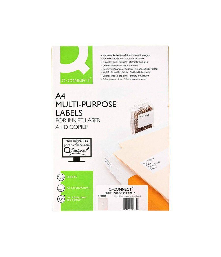 Etiqueta adhesiva q-connect kf00228 -tamaño din a4 -para ink-jet -transparente -caja con 25 hojas din-a4 - Imagen 4