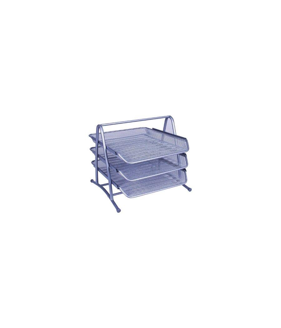 Bandeja sobremesa metálica q-connect kf00822 rejilla plata 3 bandejas movibles 350x278x275 mm - Imagen 2