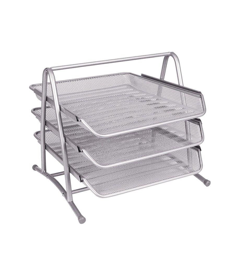 Bandeja sobremesa metálica q-connect kf00822 rejilla plata 3 bandejas movibles 350x278x275 mm - Imagen 3