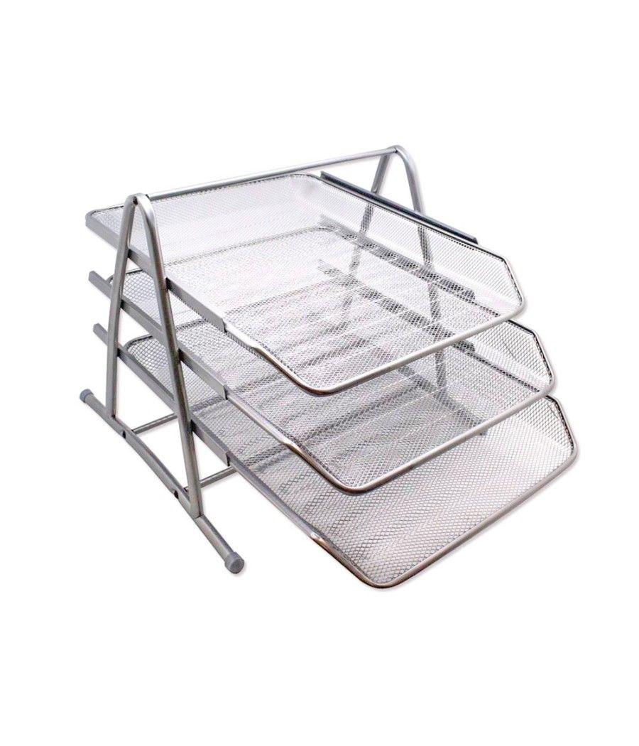 Bandeja sobremesa metálica q-connect kf00822 rejilla plata 3 bandejas movibles 350x278x275 mm - Imagen 4