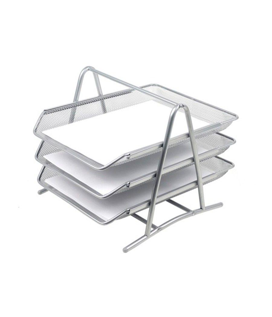 Bandeja sobremesa metálica q-connect kf00822 rejilla plata 3 bandejas movibles 350x278x275 mm - Imagen 5