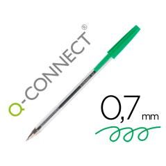 Bolígrafo transparente q-connect verde medio kf01043 PACK 50 UNIDADES