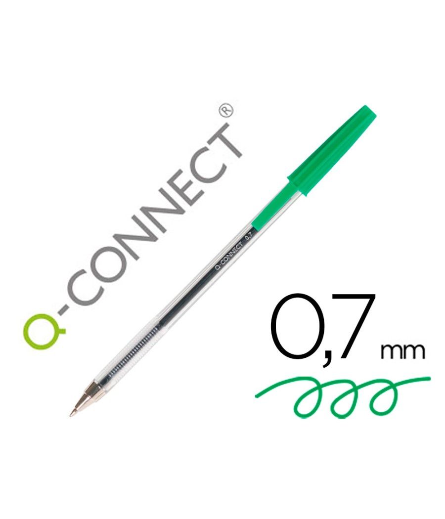 Bolígrafo transparente q-connect verde medio kf01043 PACK 50 UNIDADES - Imagen 2