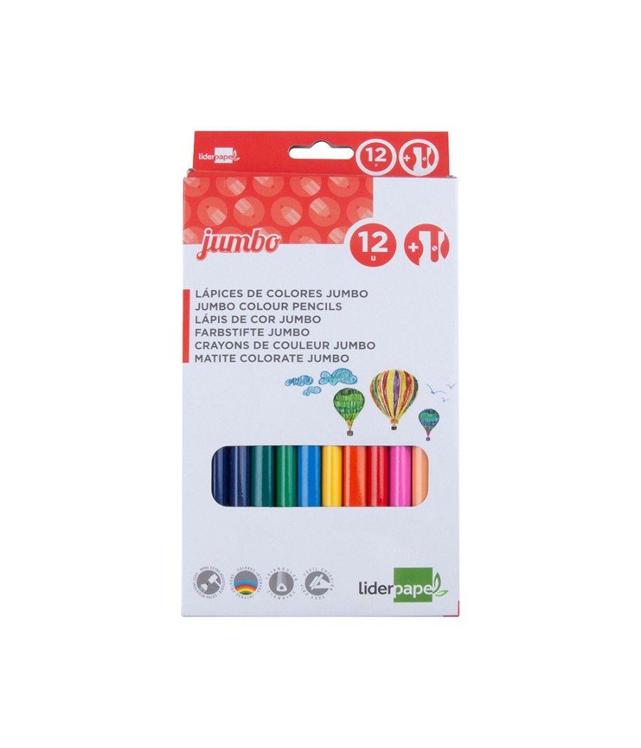 Lápices de colores liderpapel jumbo con sacapuntas caja de 12 colores - Imagen 3