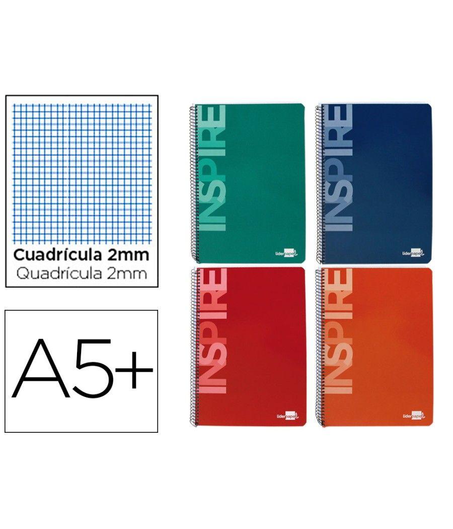 Cuaderno espiral liderpapel cuarto inspire tapa dura 80h 60 gr milimetrado 2mm con margen colores surtidos PACK 10 UNIDADES - Im