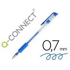 Bolígrafo q-connect tinta gel azul 0.7 mm sujecion de caucho PACK 10 UNIDADES