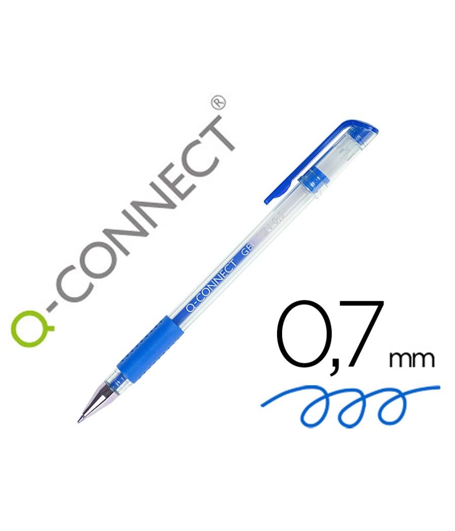 Bolígrafo q-connect tinta gel azul 0.7 mm sujecion de caucho PACK 10 UNIDADES - Imagen 2