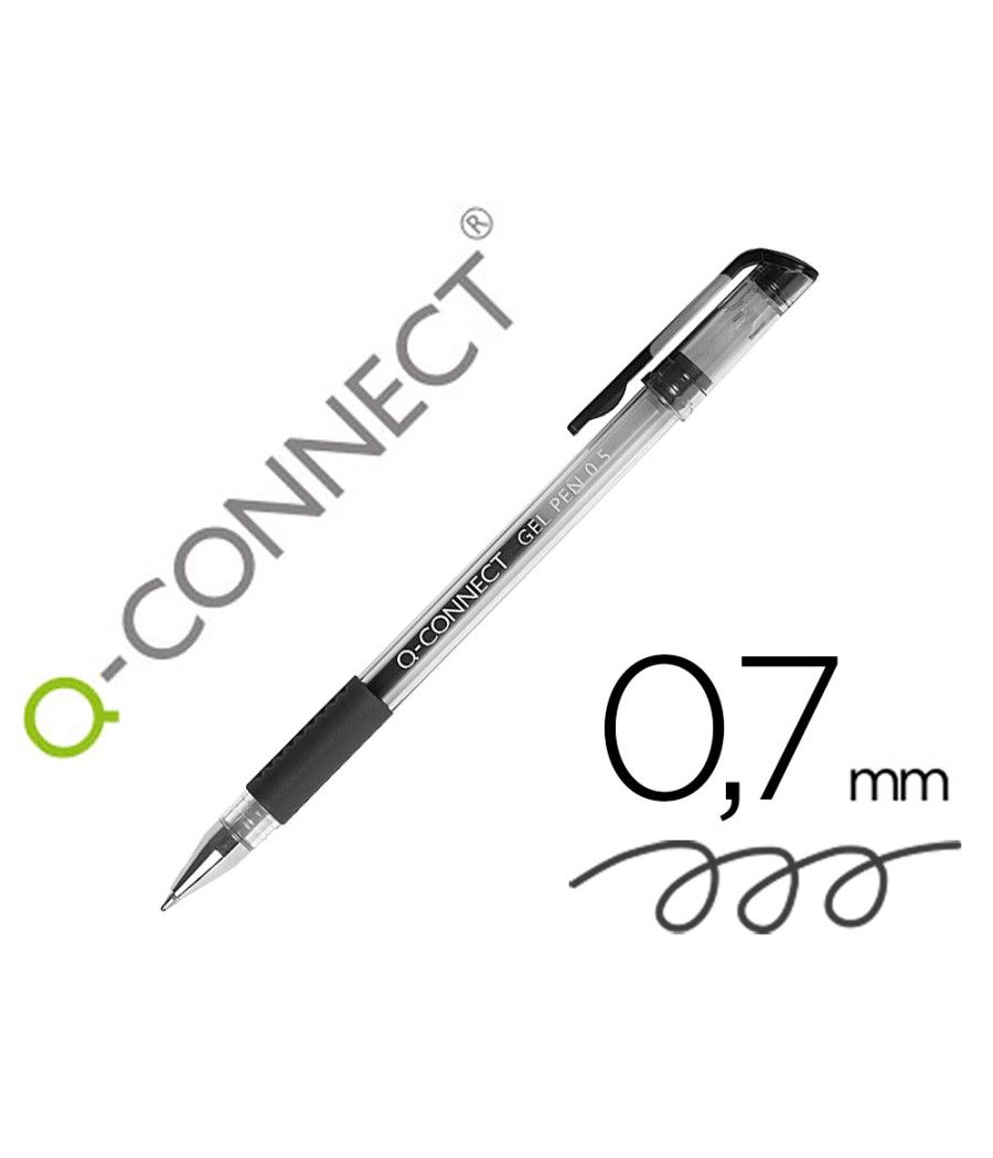 Bolígrafo q-connect tinta gel negro 0.7 mm sujecion de caucho PACK 10 UNIDADES - Imagen 2