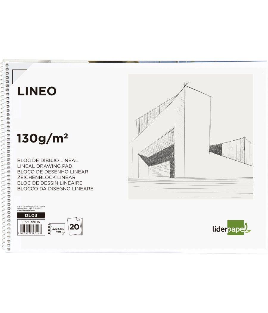 Bloc dibujo liderpapel lineal espiral 230x325mm 20 hojas 130g/m2 con recuadro 2 taladros perforado - Imagen 3