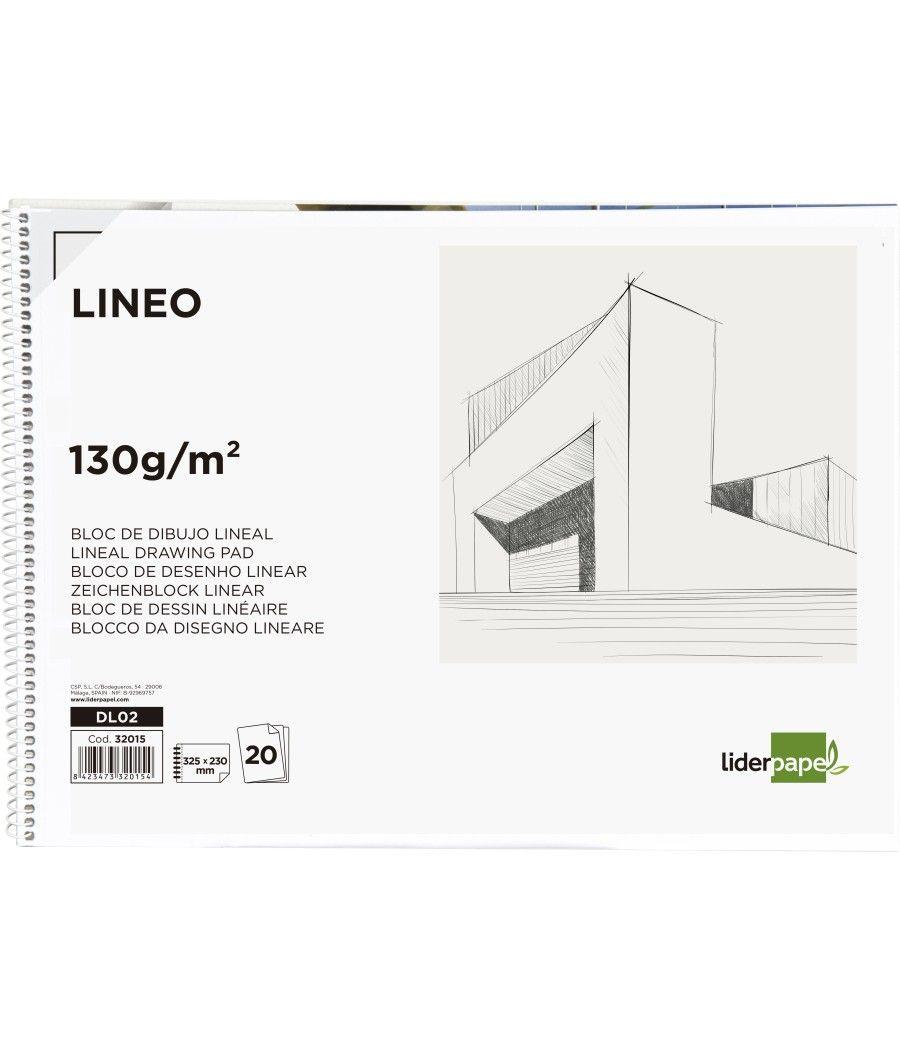 Bloc dibujo liderpapel lineal espiral 230x325mm 20 hojas 130g/m2 con recuadro perforado PACK 5 UNIDADES - Imagen 3