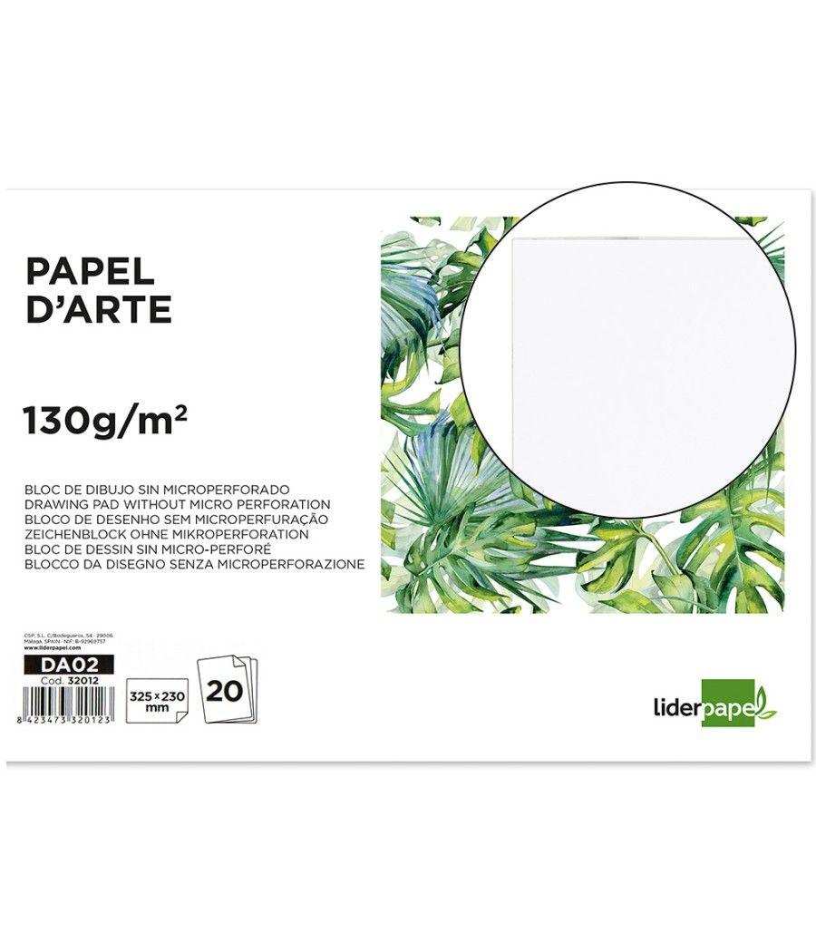 Bloc dibujo liderpapel artístico encolado 230x325mm 20 hojas 130g/m2 sin recuadro PACK 5 UNIDADES - Imagen 2