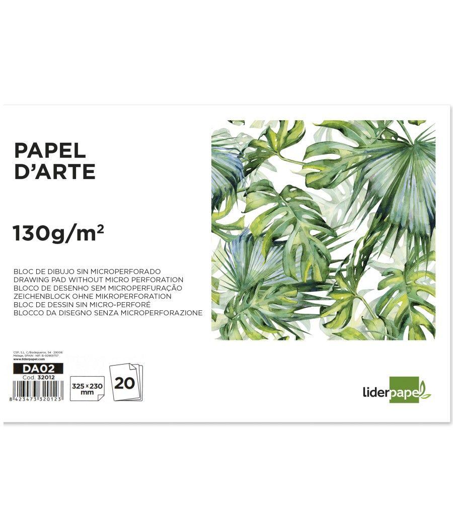 Bloc dibujo liderpapel artístico encolado 230x325mm 20 hojas 130g/m2 sin recuadro PACK 5 UNIDADES - Imagen 3