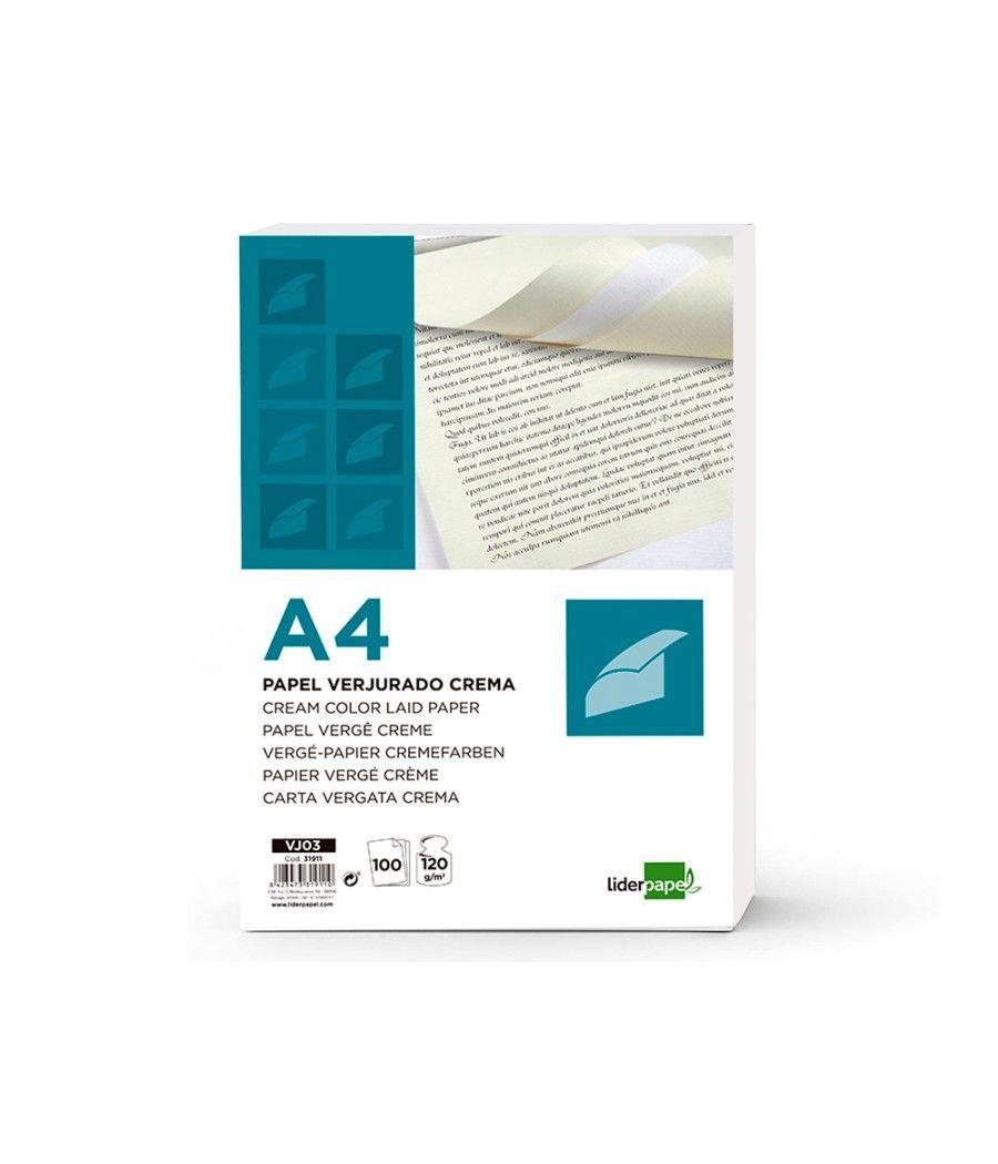 Papel verjurado liderpapel a4 120g/m2 crema paquete de 100 hojas - Imagen 3