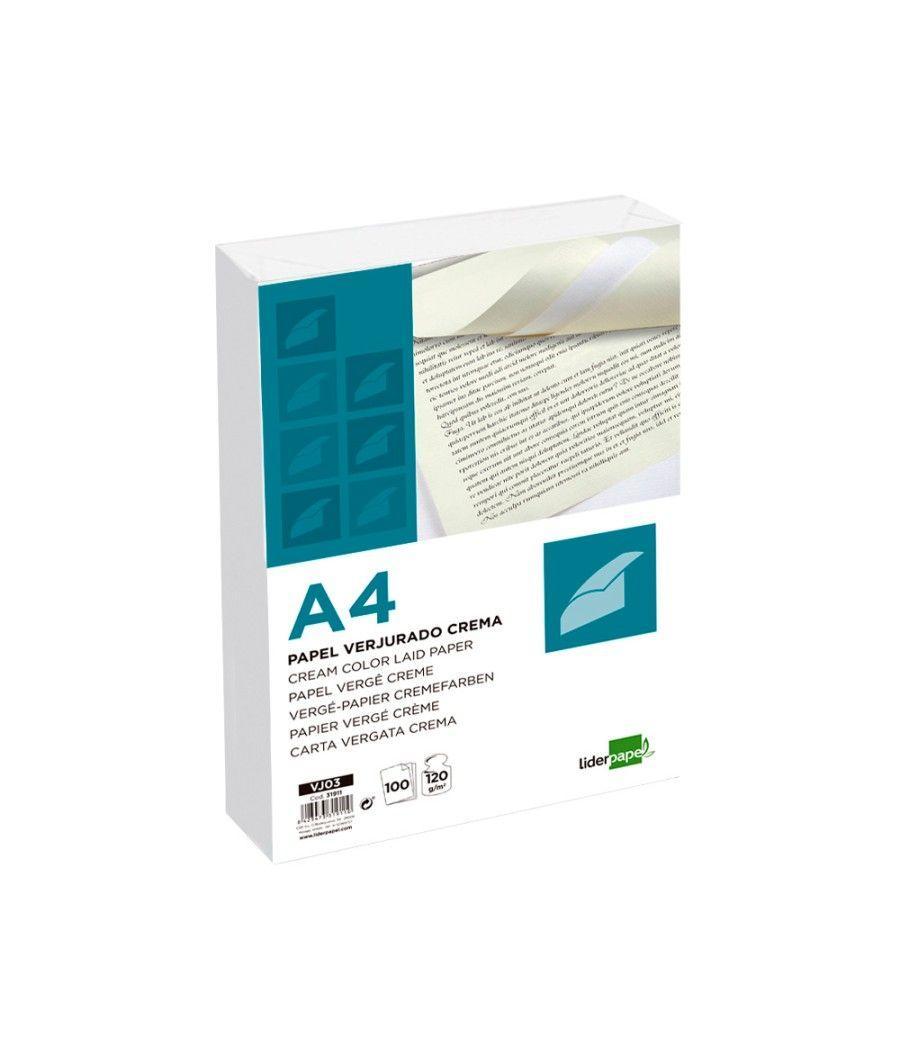 Papel verjurado liderpapel a4 120g/m2 crema paquete de 100 hojas - Imagen 4