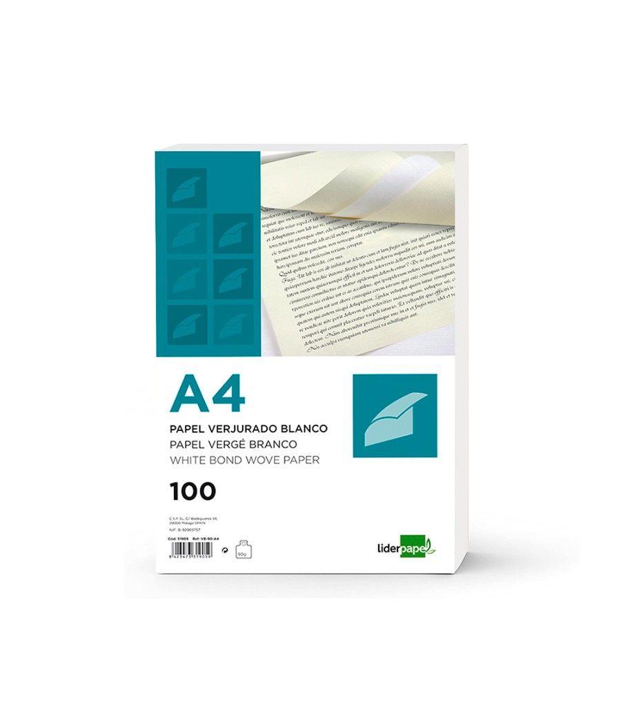 Papel verjurado liderpapel a4 120g/m2 blanco paquete de 100 hojas - Imagen 3