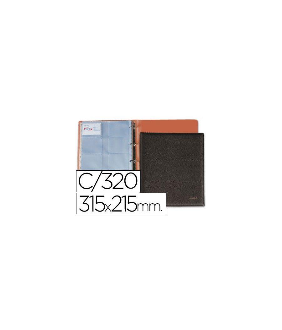Tarjetero pardo folio 4 anillas similpiel negro para 320 tarjetas 320x275 mm - Imagen 2