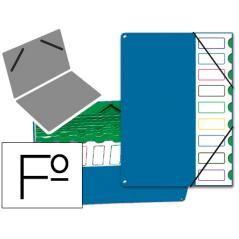 Carpeta clasificador tapa de plástico pardo folio -9 departamentos azul - Imagen 2