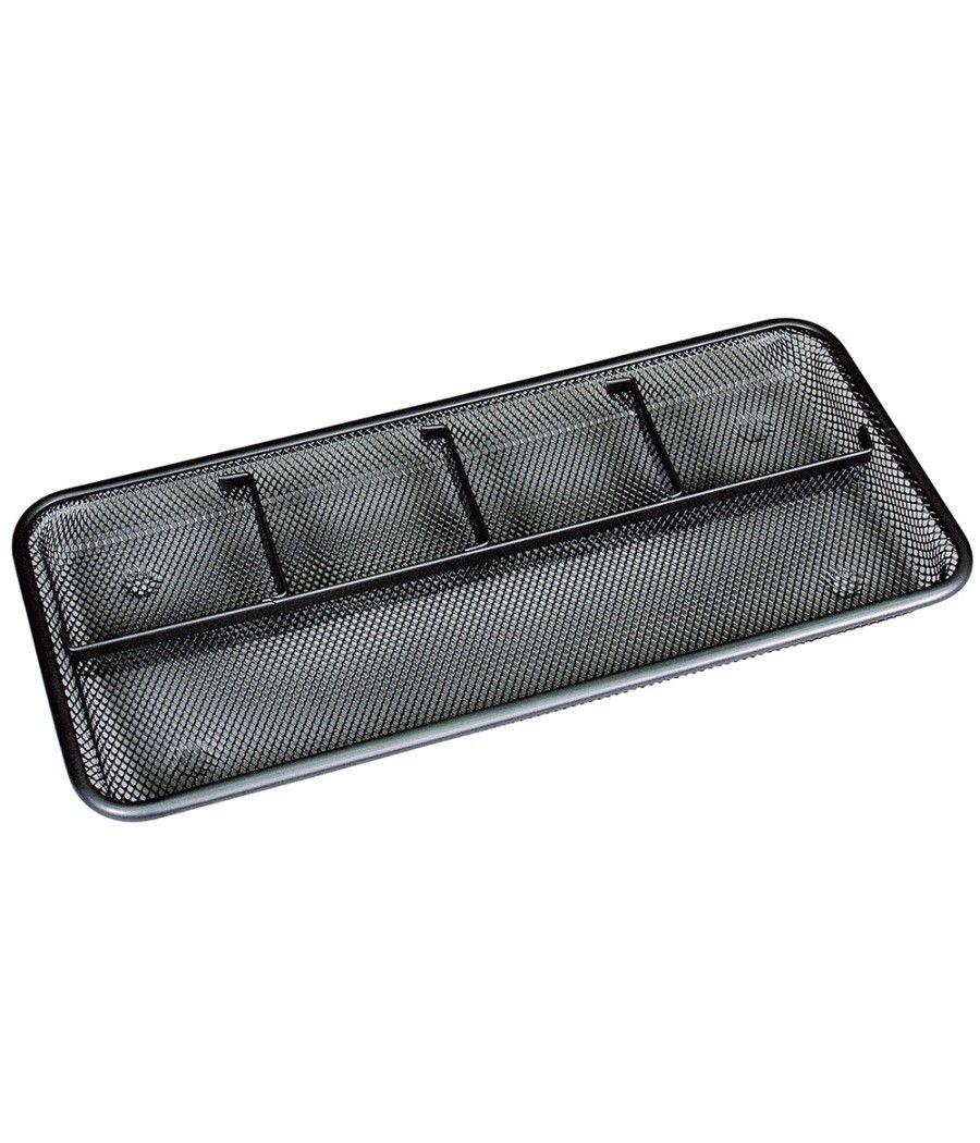 Organizador sobremesa bandeja metálica q-connect rejilla negra con 4 departamentos -320x35x155 mm - Imagen 4