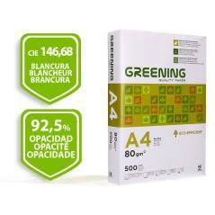 Papel fotocopiadora greening din a4 80 gramos paquete de 500 hojas PACK 5 UNIDADES - Imagen 3