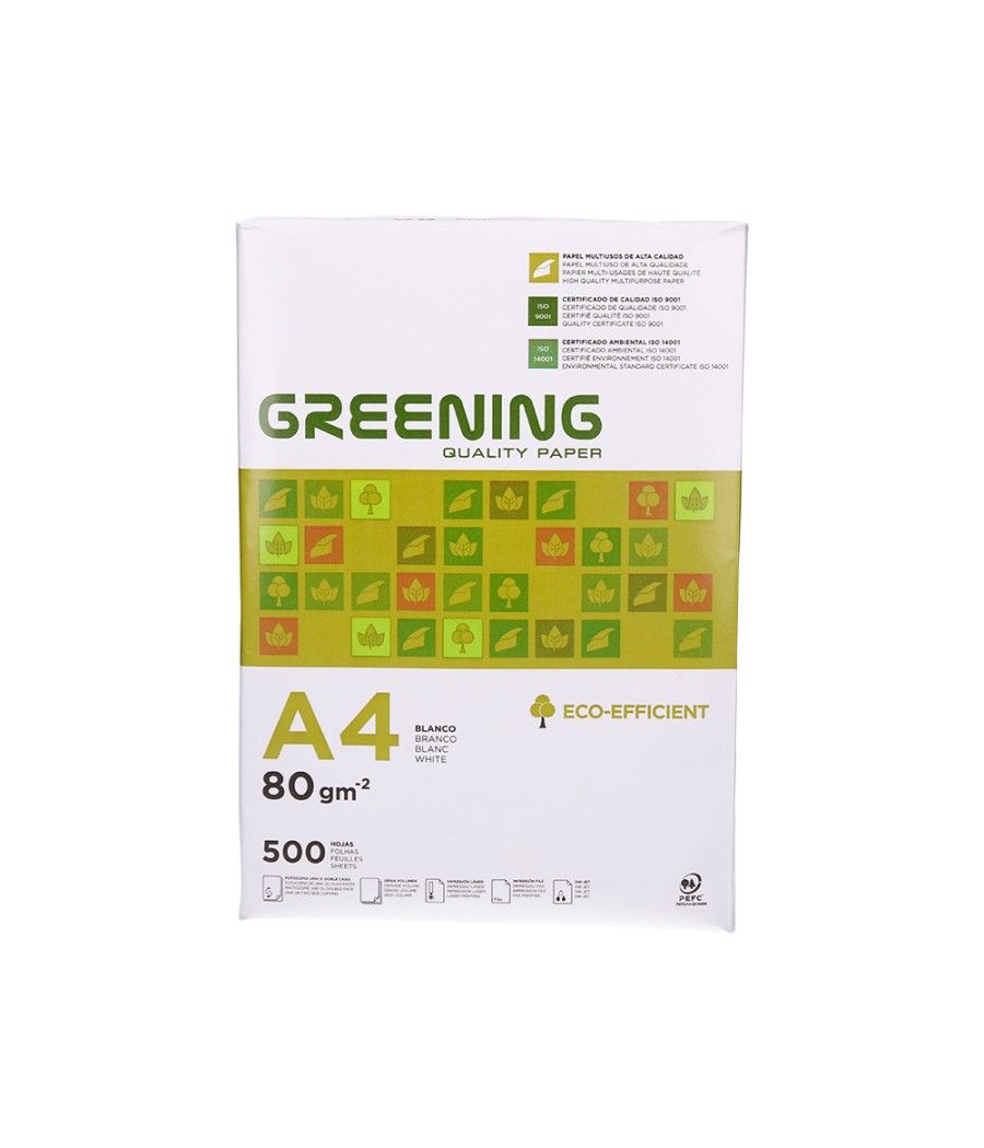 Papel fotocopiadora greening din a4 80 gramos paquete de 500 hojas PACK 5 UNIDADES - Imagen 4