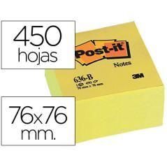 Bloc de notas adhesivas quita y pon post-it 76x76x45 mm cubo colores amarillo 450 hojas - Imagen 2