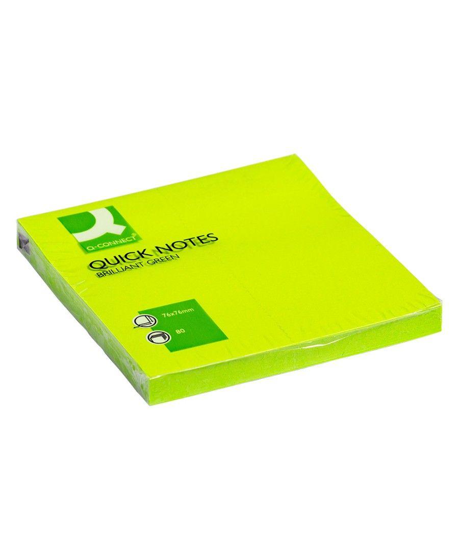 Bloc de notas adhesivas quita y pon q-connect 76x76 mm verde neon 80 hojas PACK 6 UNIDADES - Imagen 3