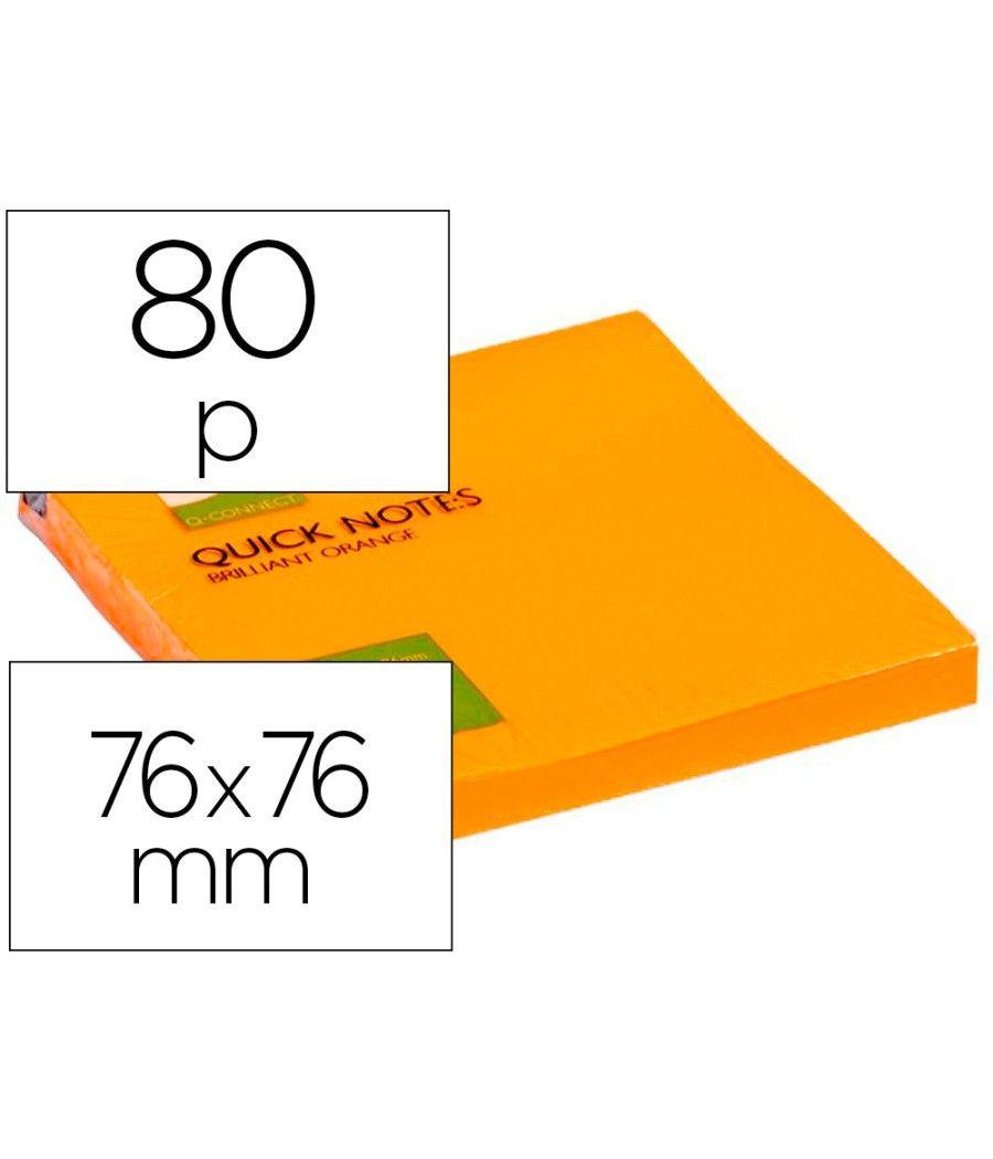 Bloc de notas adhesivas quita y pon q-connect 76x76 mm naranja neon 80 hojas PACK 6 UNIDADES - Imagen 2