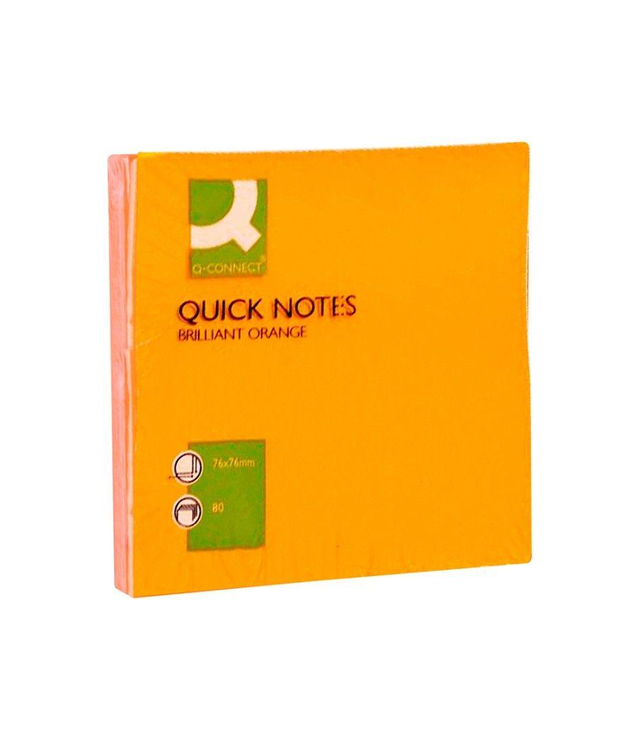 Bloc de notas adhesivas quita y pon q-connect 76x76 mm naranja neon 80 hojas PACK 6 UNIDADES - Imagen 4